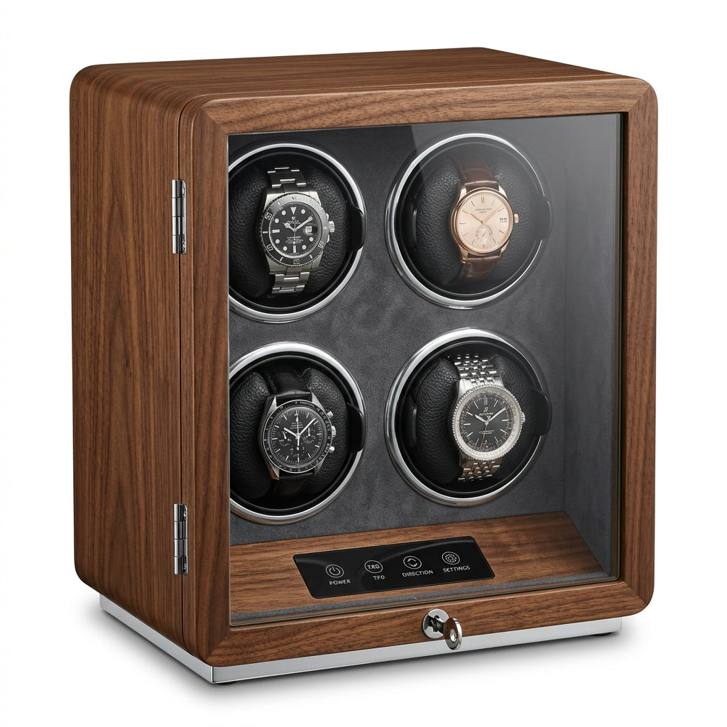 Chronowinder® Quattro Royal Walnuss – Uhrenbeweger für 4 Uhren